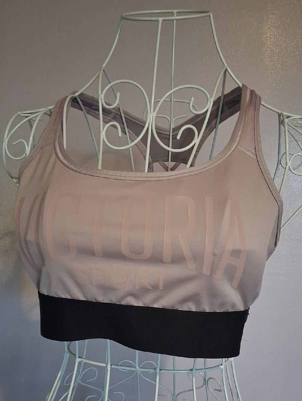 Victoria Sport Mauve Pink Sports Bra with Black Band
